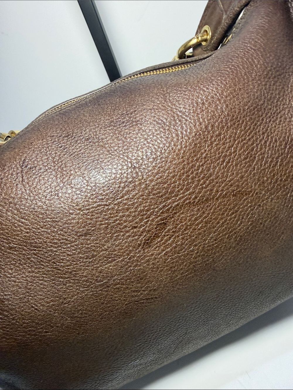 Furla Brown Pebbled Leather Hobo Shoulder Bag - Picture 6 of 15